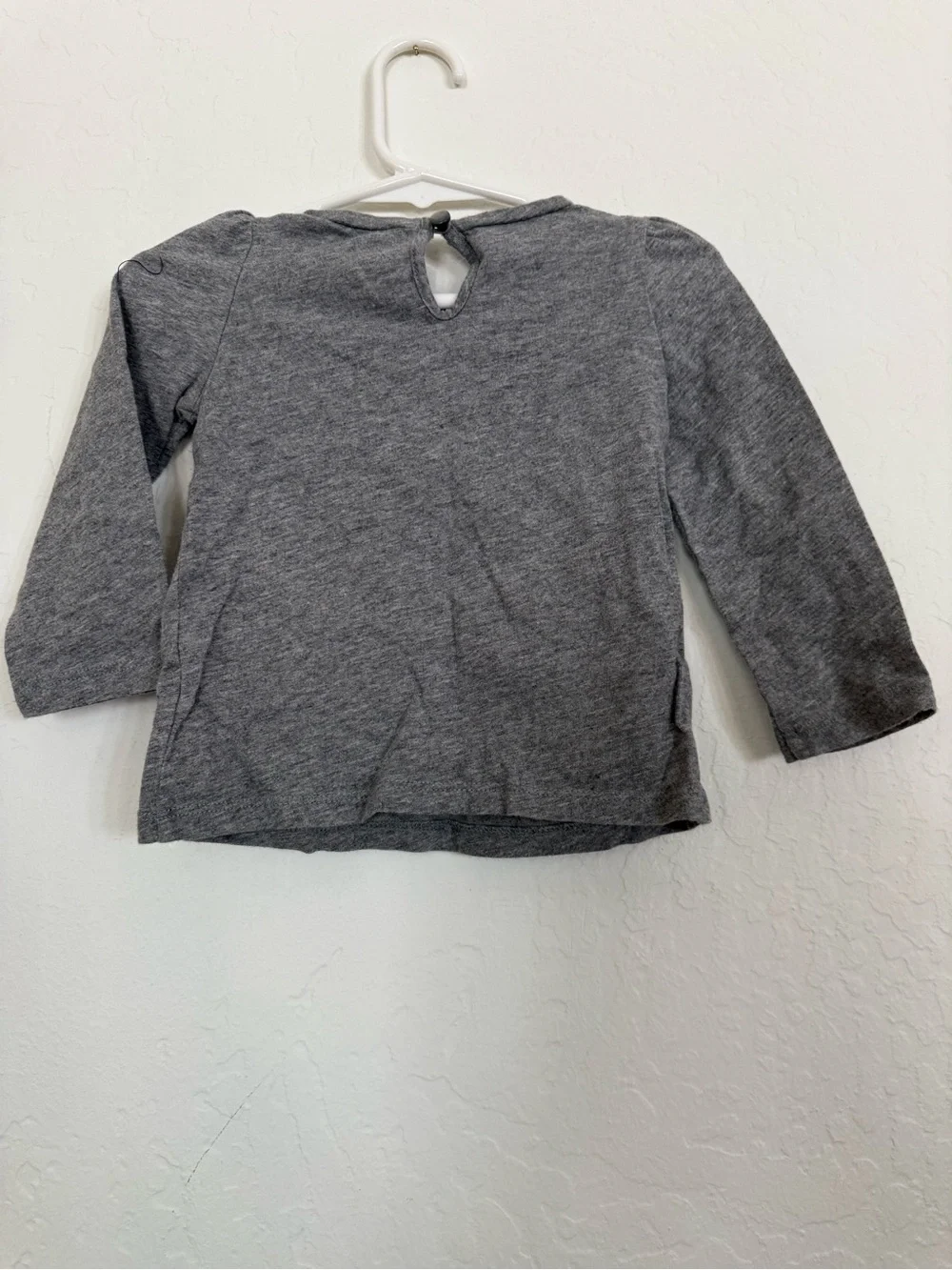 GAP Gray Long-Sleeve Tee with Puppy and Pink Bow